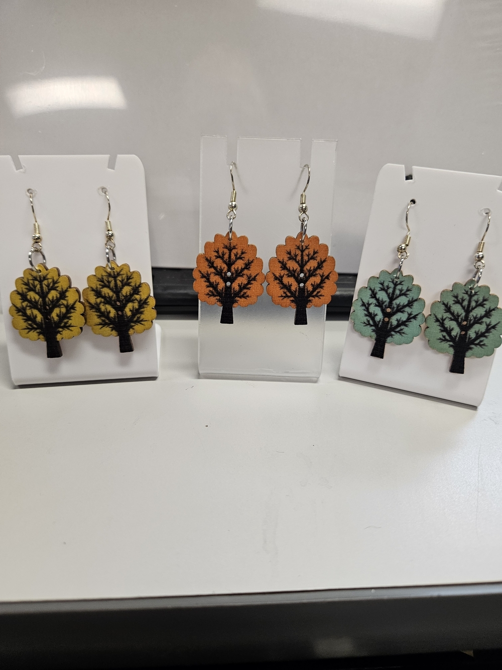 Tree Earrings Set in Yellow & Orange, Green And Red